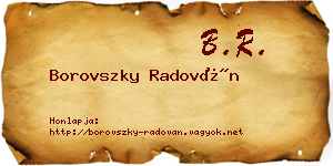 Borovszky Radován névjegykártya